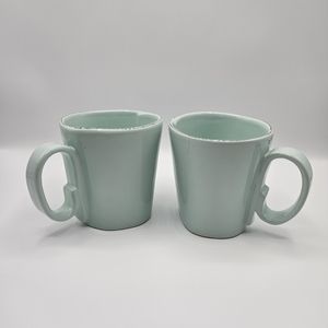 Vietri Italy Lastra Aqua Pair of Mugs